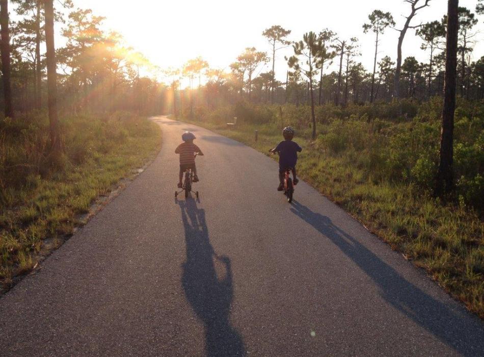 Cycling in the sunset